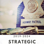 Cover of UHP 2019-2024 Strategic Plan - shows a UHP Trooper hat up close with a focus on the badge.