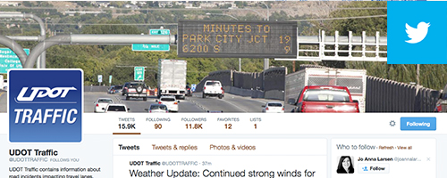 Screen cap of header of UDOT Traffic Twitter feed.
